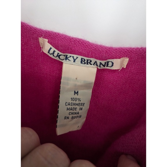 Lucky Brand Cashmere Tank Top Womens Medium Pink V Neck Spaghetti Strap Luxury - Picture 4 of 7